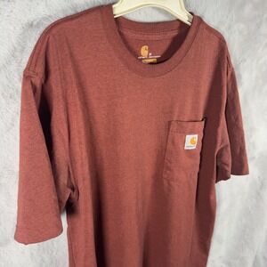 Carhartt Mens K87 Short Sleeve‎ Pocket T-Shirt Original Fit Heather Red Size M